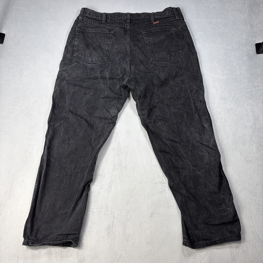 Vintage Rustler Jeans Men's Size 38x29 Black Faded Splattered Denim Straight - Picture 3 of 10